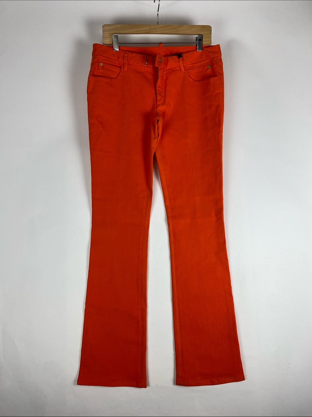 Dsquared2 Pants Womens Orange Low Rise Flared Stretch Women’s EU Size 44 New